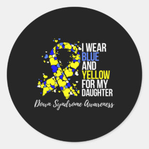 Sticker Rond Sensibilisation Au Syndrome Bleu Et Jaune De Ribbo