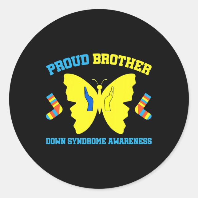 Sticker Rond Sensibilisation au syndrome de Down d'un frère  (Devant)