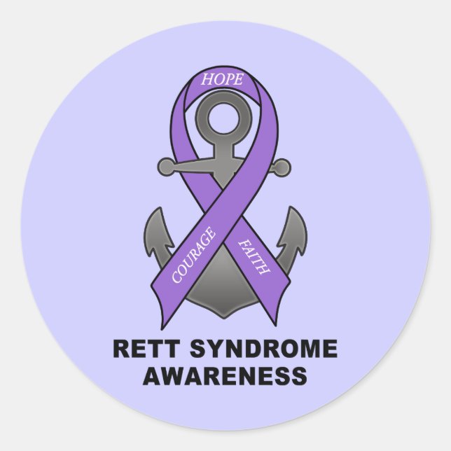 Sticker Rond Sensibilisation au syndrome de Rett avec Ancre de  (Devant)