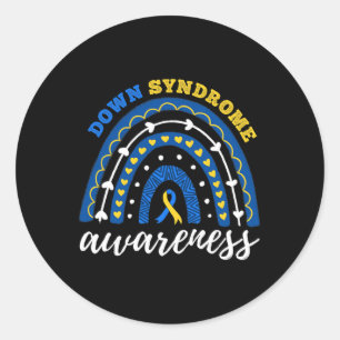 Sticker Rond Sensibilisation au syndrome du ruban jaune arc-en-