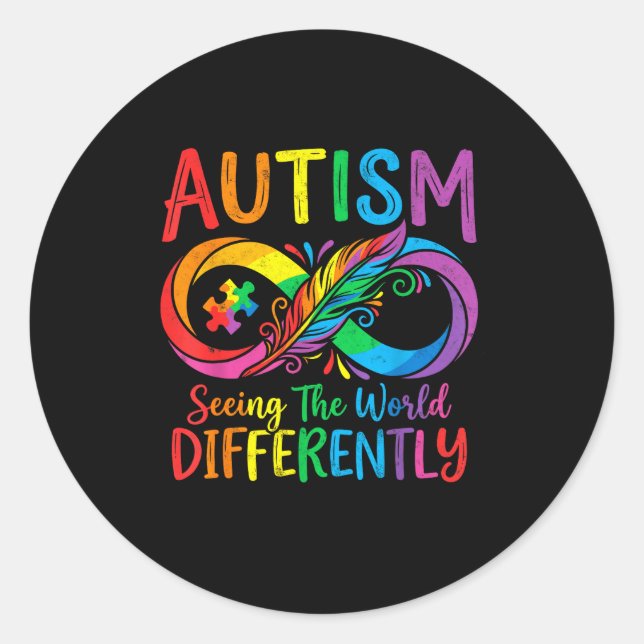 Sticker Rond Sensibilisation autisme voir le monde différemment (Devant)