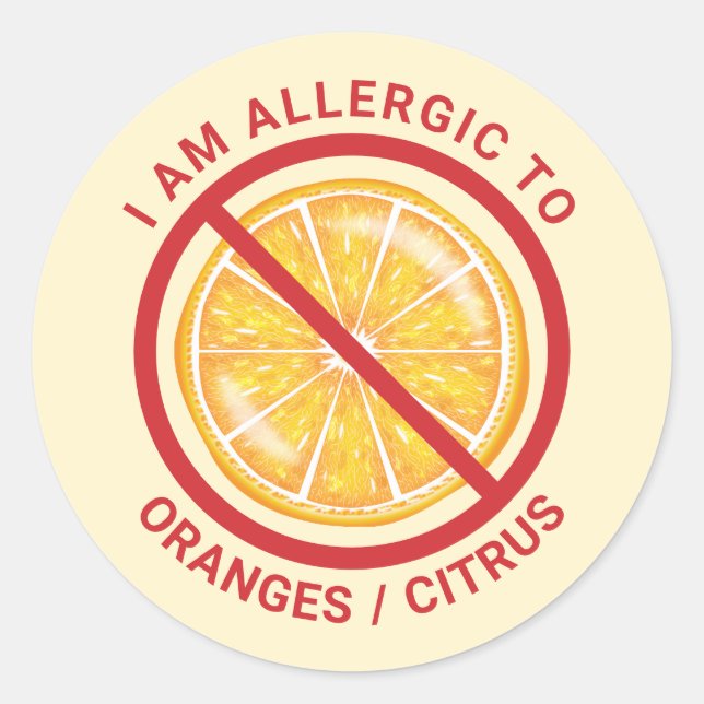 Sticker Rond Sensibilisation aux allergies aux fruits oranges e (Devant)