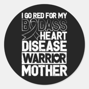 Sticker Rond Sensibilisation aux maladies cardiaques Mère guerr