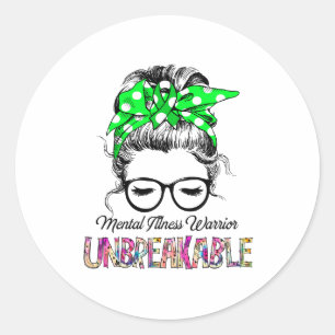 Sticker Rond Sensibilisation aux maladies mentales Ruban Cadeau