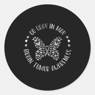 Sticker Rond Sensibilisation aux tumeurs cérébrales porter gris