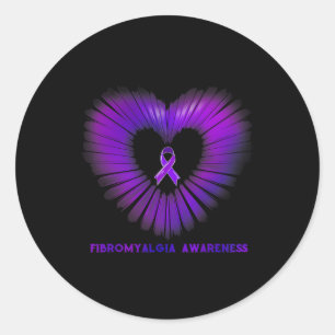 Sticker Rond Sensibilisation Coeur pourpre Ruban Guerriers