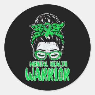 Sticker Rond Sensibilisation des guerriers en santé mentale Mes