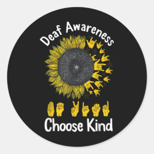 Sticker Rond Sensibilisation des sourds Tournesol Choisir du ru