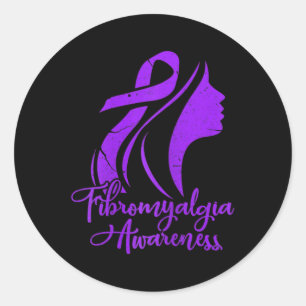 Sticker Rond Sensibilisation Fibro Warrior Fighter Patient Grun