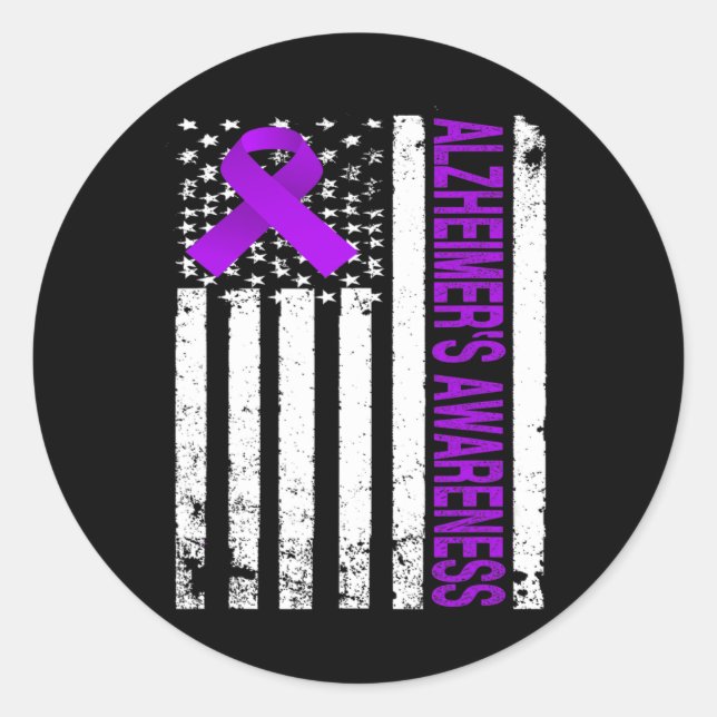 Sticker Rond Sensibilisation Heimerheimer - Drapeau Usa Ruban V (Devant)