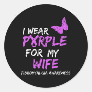 Sticker Rond Sensibilisation Je Porte Du Violet Pour Ma Femme 3