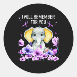 Sticker Rond Sensibilisation Joli Eléphant Je Me Souviendrai De