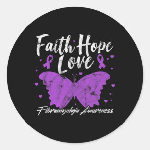 Sticker Rond Sensibilisation Papillon pourpre Fibro Grunge guer