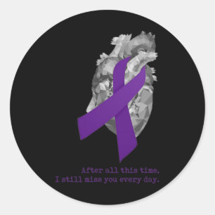 Sticker Rond Sensibilisation Ruban Violet Coeur Vous Manque