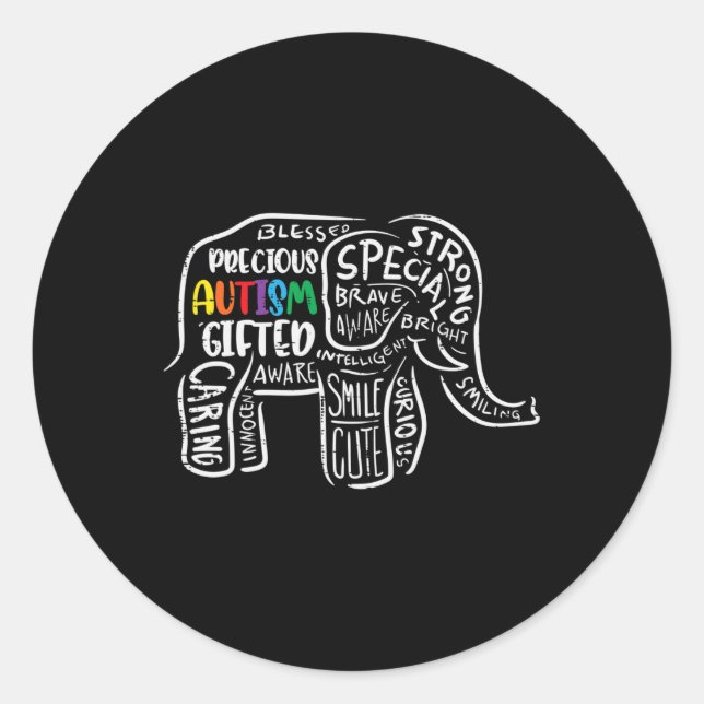 Sticker Rond Sensibilisation sur l'autisme Acceptation des élép (Devant)