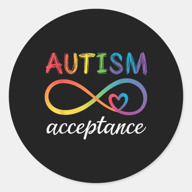 Sticker Rond Sensibilisation sur l'autisme Acceptation Infinity (Devant)
