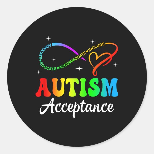 Sticker Rond Sensibilisation sur l'autisme Acceptation Symbole  (Devant)