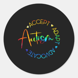 Sticker Rond Sensibilisation sur l'autisme Accepter Adapt Advoc
