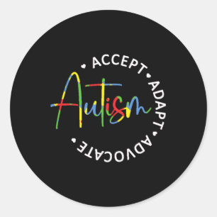 Sticker Rond Sensibilisation sur l'autisme Accepter Adapt Advoc