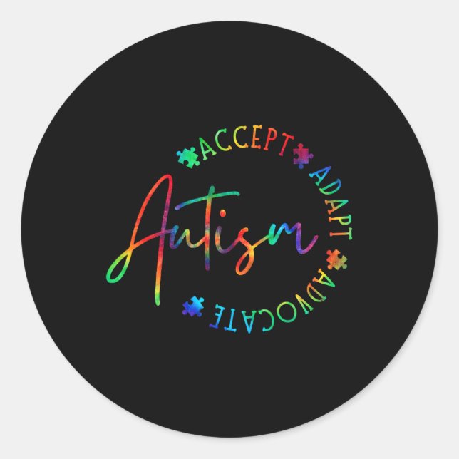 Sticker Rond Sensibilisation sur l'autisme Accepter Adapt Advoc (Devant)