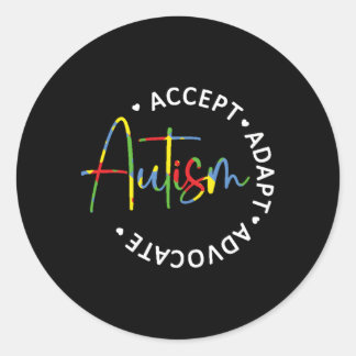 Sticker Rond Sensibilisation sur l'autisme Accepter Adapt Advoc