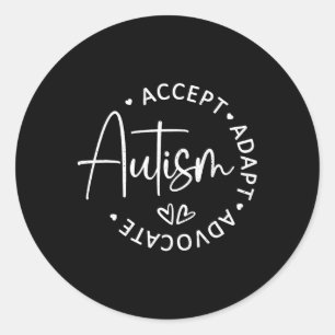 Sticker Rond Sensibilisation sur l'autisme Accepter Adapt Advoc