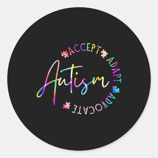 Sticker Rond Sensibilisation sur l'autisme Accepter Adapt Advoc (Devant)