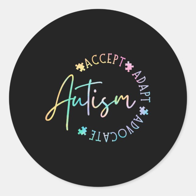 Sticker Rond Sensibilisation sur l'autisme Accepter Adapt Advoc (Devant)