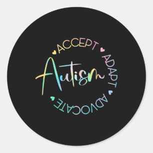 Sticker Rond Sensibilisation sur l'autisme Accepter Adapt Advoc