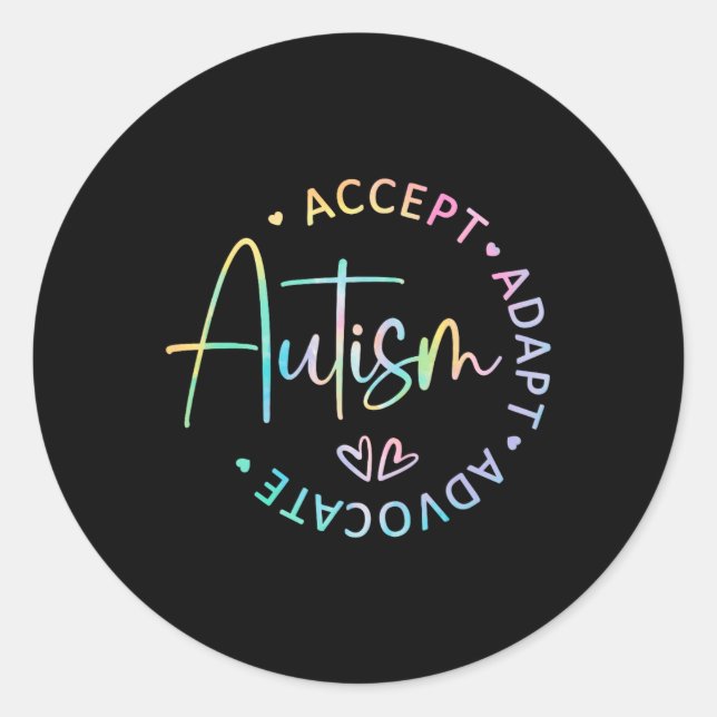 Sticker Rond Sensibilisation sur l'autisme Accepter Adapt Advoc (Devant)