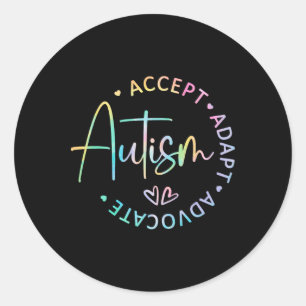 Sticker Rond Sensibilisation sur l'autisme Accepter Adapt Advoc