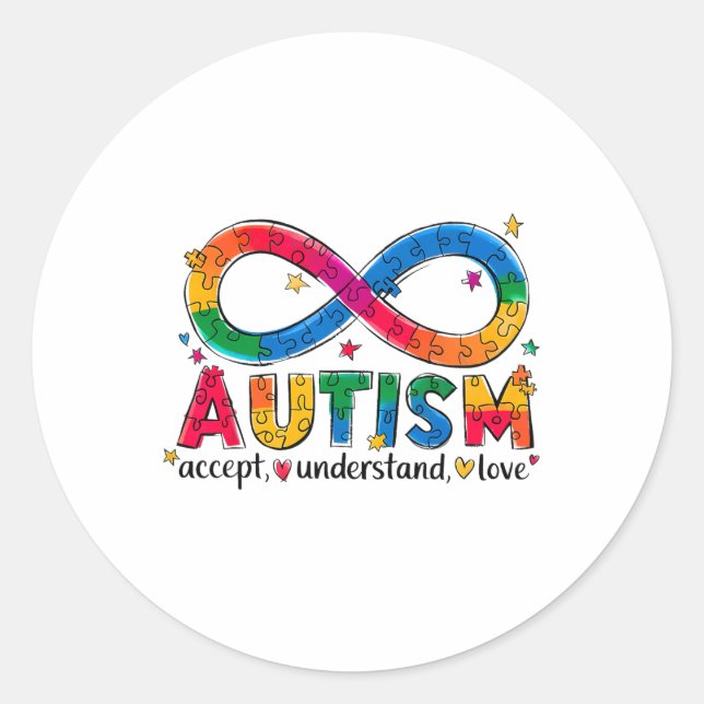 Sticker Rond Sensibilisation sur l'autisme Accepter Comprendre  (Devant)