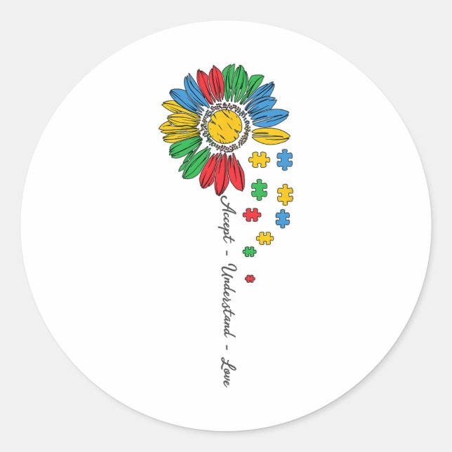 Sticker Rond Sensibilisation sur l'autisme Accepter Comprendre  (Devant)