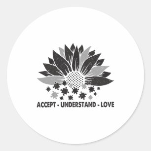 Sticker Rond Sensibilisation sur l'autisme Accepter Comprendre