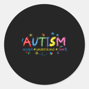 Sticker Rond Sensibilisation sur l'autisme Accepter Comprendre