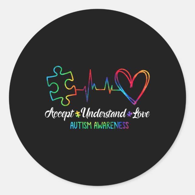 Sticker Rond Sensibilisation sur l'autisme Accepter Comprendre  (Devant)