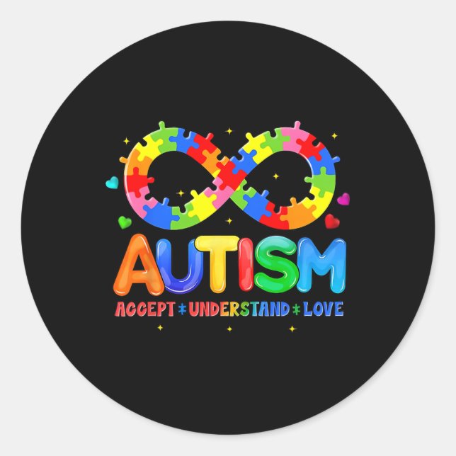 Sticker Rond Sensibilisation sur l'autisme Accepter Comprendre  (Devant)