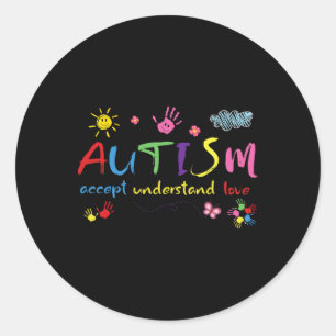 Sticker Rond Sensibilisation sur l'autisme Accepter l'amour Com