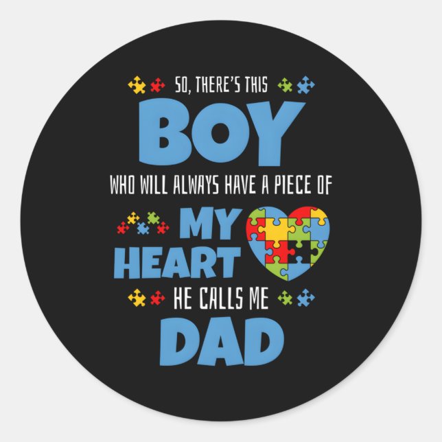 Sticker Rond Sensibilisation sur l'autisme Autisme papa (Devant)
