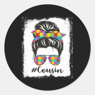 Sticker Rond Sensibilisation sur l'autisme Bleached Autism Cous