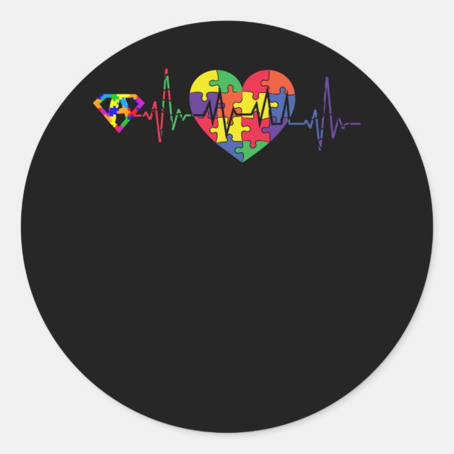 Sticker Rond Sensibilisation sur l'autisme Bleu Ruban Coeur Bea (Devant)