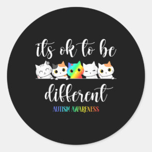 Sticker Rond Sensibilisation sur l'autisme Cat Son Ok D'Être Di