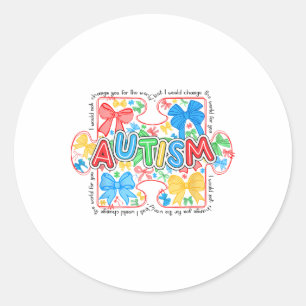 Sticker Rond Sensibilisation sur l'autisme Coquette Bow Femmes