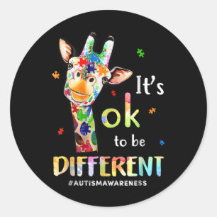 Sticker Rond Sensibilisation sur l'autisme Cute Giraffe Animal