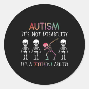 Sticker Rond Sensibilisation sur l'autisme Dabbing Skull Autism