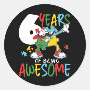 Sticker Rond Sensibilisation sur l'autisme D'Anniversaire De 6 