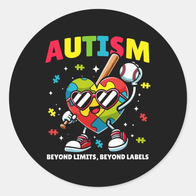 Sticker Rond Sensibilisation sur l'autisme de baseball Puzzle c (Devant)