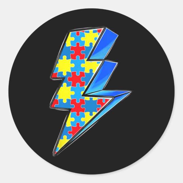 Sticker Rond Sensibilisation sur l'autisme de jour de puzzle de (Devant)