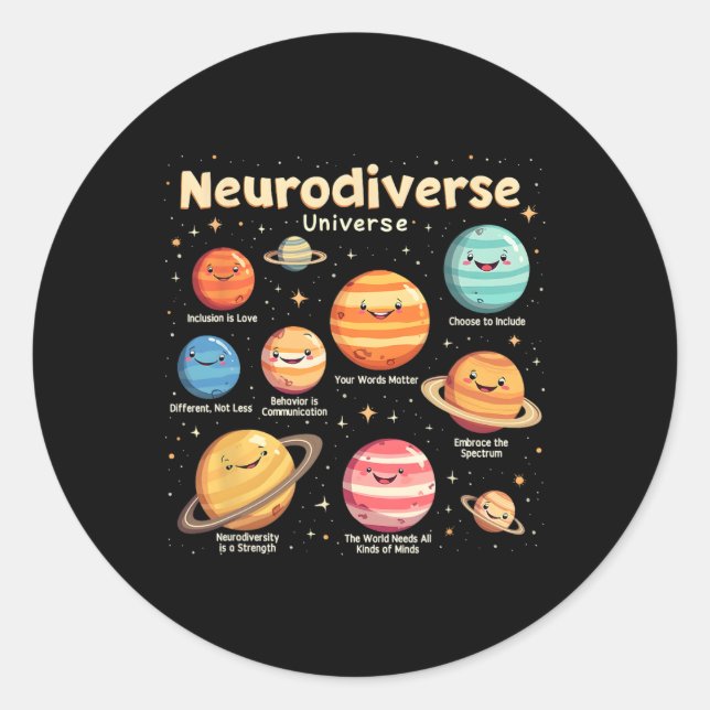 Sticker Rond Sensibilisation sur l'autisme de l'éducation Neuro (Devant)