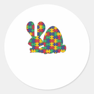 Sticker Rond Sensibilisation sur l'autisme de Pâques Rabbit Piè
